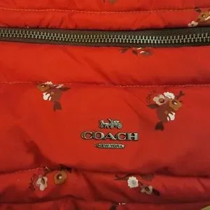 Coach | Bags | Coach Red Floral Nylon Quilted Backpack  display picture 3